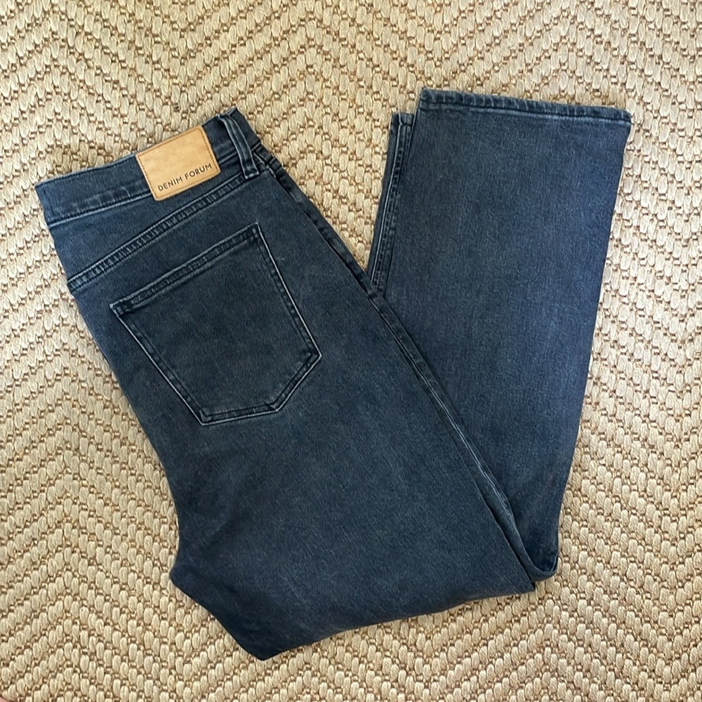 Denim Forum Arlo High Rise Straight Denim Jeans Organic Cotton - Black - 32